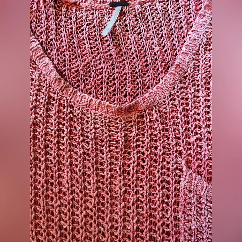 Oversized free people sheer see through peachy coral pink top size small